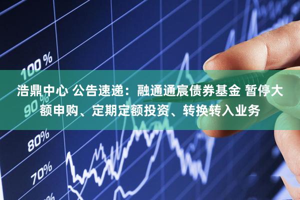 浩鼎中心 公告速递：融通通宸债券基金 暂停大额申购、定期定额投资、转换转入业务